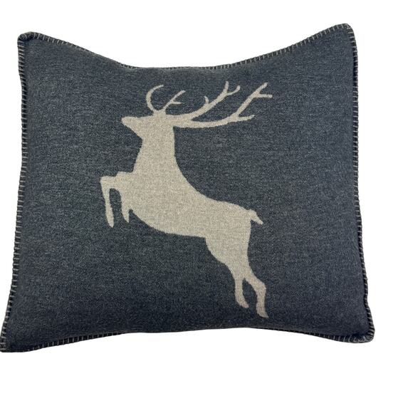 David Fussenegger Leaping Reindeer Stag Luxe Classic Decor Accent Pillow - Picture 1 of 9